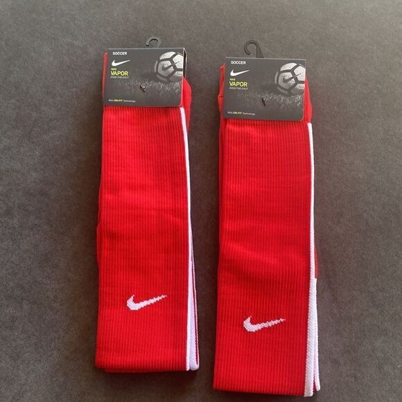 Men’s Nike Vapor Over the Calf Soccer Socks Red & White 2 Pairs Size XL NWT - Picture 1 of 4